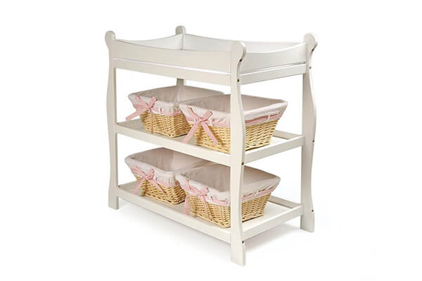 White Sleigh Style Baby Changing Table