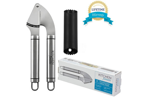 Stainless Steel Garlic Press by Kitchen Fanatic