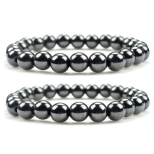 9. LUOS Set Of 2 Magnetic Hematite Therapy Bracelets / Pain Relief