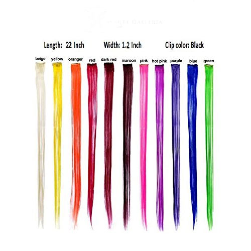 7. Colorful Clip in Synthetic Hair Extensions