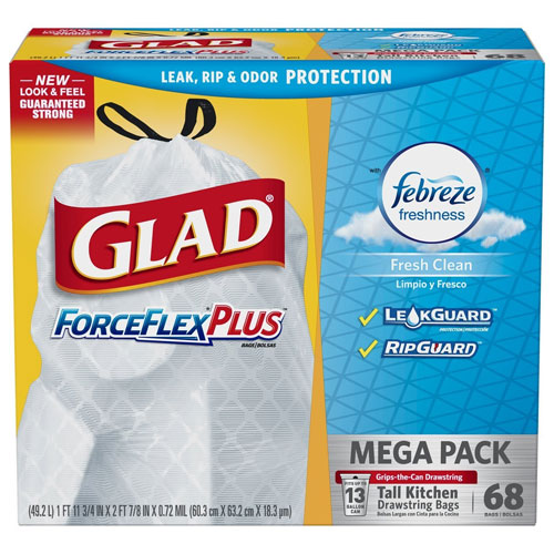 Glad Forceflex Drawstring Tall Kitchen Trash Bag