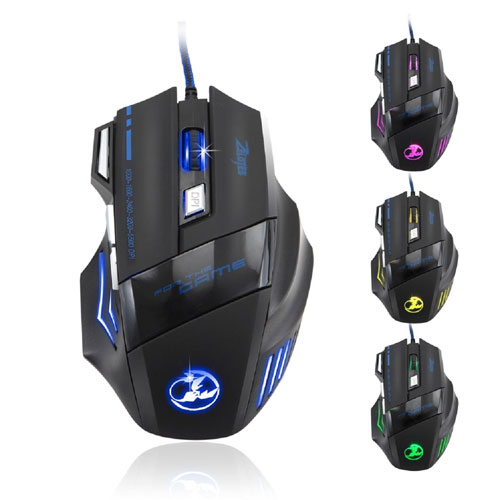 Zelotes 5500 DPI 7 Button LED Optical USB Wired Gaming Mouse