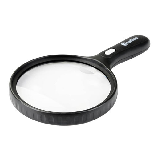 BearMoo 5.5" Extra Large Magnifying Glass with Light 2X Lens 5X Zoom Jumbo Lighted Magnifier Glass