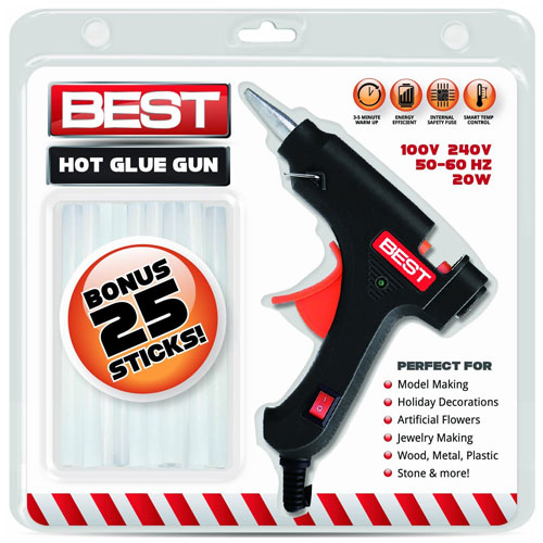 Best Hot Glue Gun (BONUS 25 GLUE STICKS INCLUDED) - Heavy Duty 20 Watt Rapid Heating Technology - 100% Safe