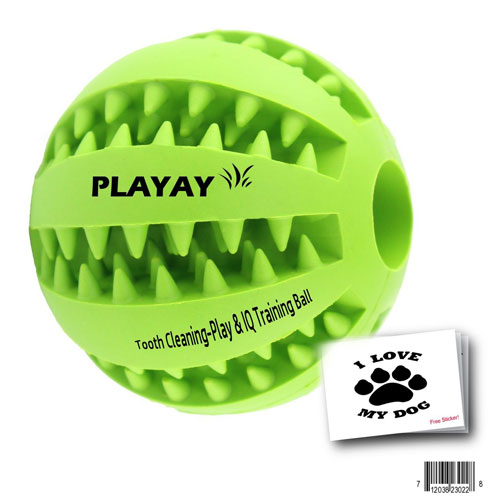 TOY IQ BALL FOR DOGS & CATS [Dental Treat][Bite Resistant] Durable Non Toxic- BPA FREE-Strong Tooth Cleaning Dog Toy Balls for Dog IQ Training