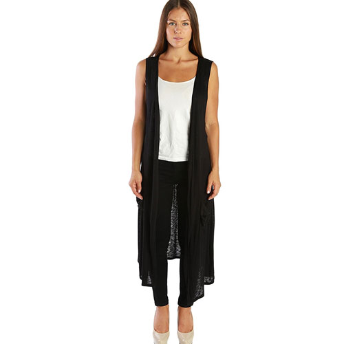 NELLY Open Front Sleeveless Cardigan Sweater Vest for Women with Pockets - MADE IN USA - All Sizes + Colors