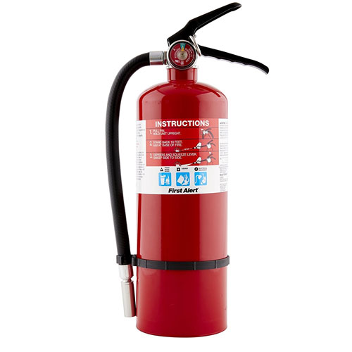 5. First Alert PRO5 Rechargeable Heavy Duty plus Fire Extinguisher, Red