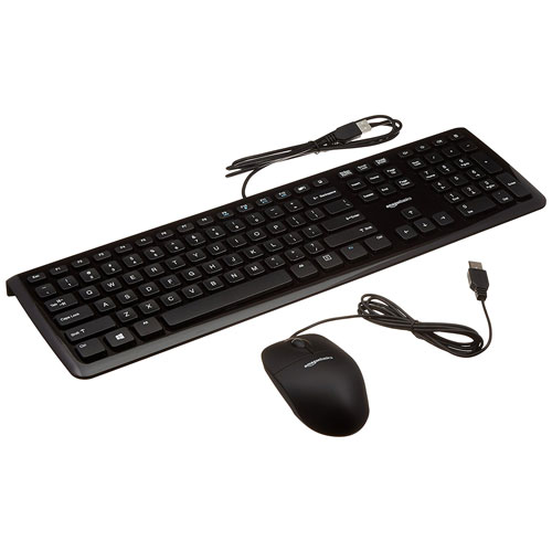 AmazonBasics Wired Keyboard and Wired Mouse Bundle Pack