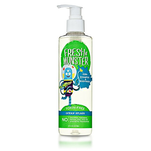 8 Fresh Monster Kids Shampoo & Body Wash, Ocean Splash (1 Pack, 8 oz)