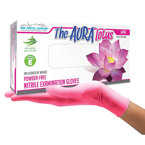 9. DDS Aura Lotus Powder-Free Nitrile Premium Flex Exam Gloves with Aloe & Vitamin E