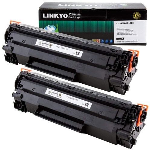 1. LINKYO Compatible Toner Cartridge Replacement for Canon 128 (Black, 2-Pack)